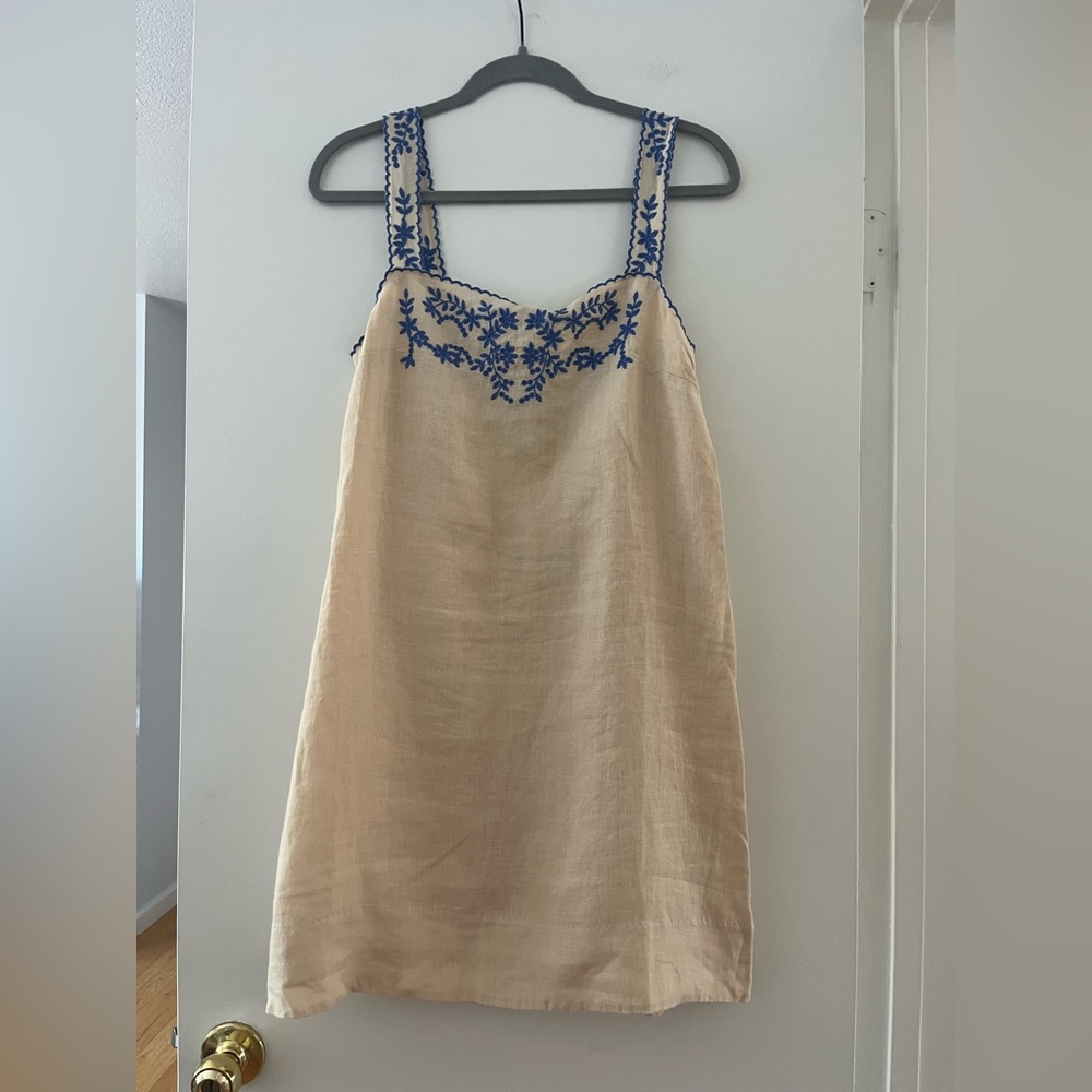 Jcrew Embroidered Cream Dress